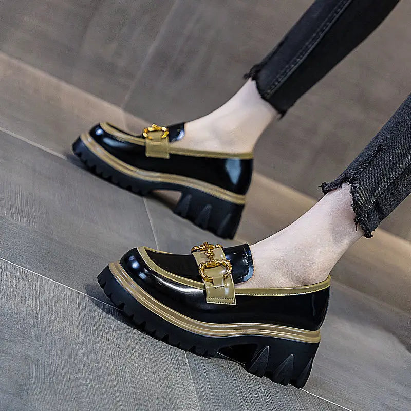 Womens Loafers 2025 New Fashion PU Leather High Pumps Women Shoes Casual High Quality Ladies Loafers