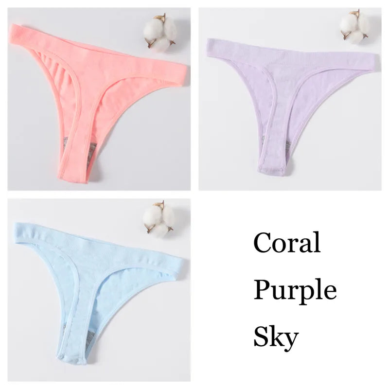 3Pcs/Set Seamless G-string Women Panties Sexy Thongs High Waist Underwear Female Underpants Sports Solid Bottom Sexy Lingerie