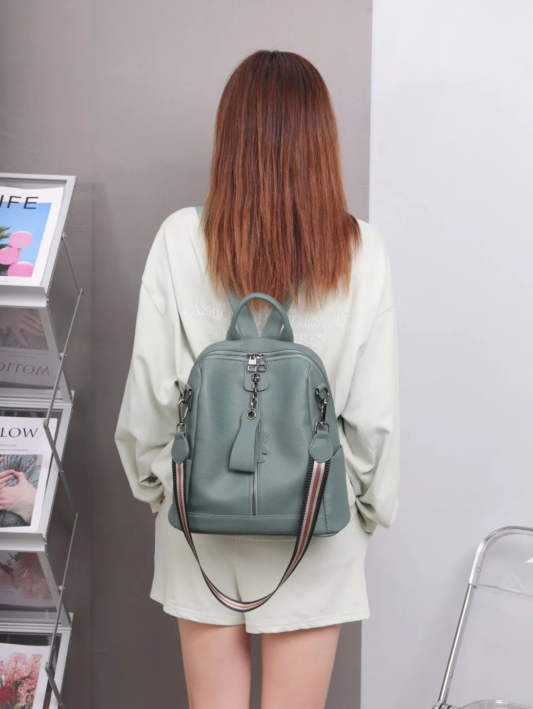 High Quality Girls Genuine Real Leather Backpack Casual Shoulder Bag Full Grain Cowhide Luxury Handbag for Lady Girl Wholesale