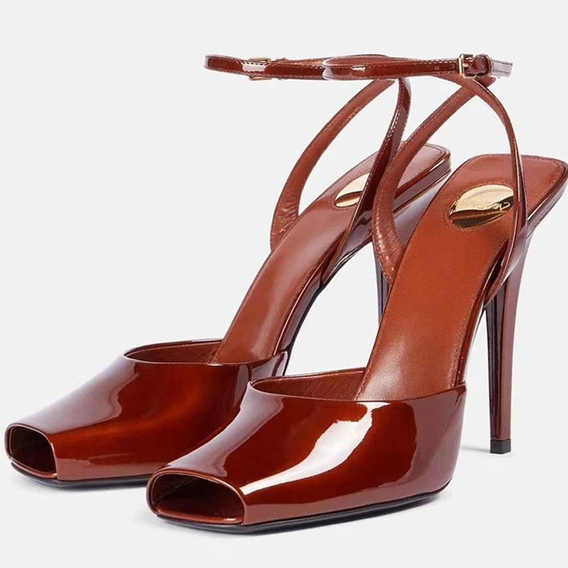 New Open Toe Front Sandals Ankle Lace up Strap Heels for Ladies
