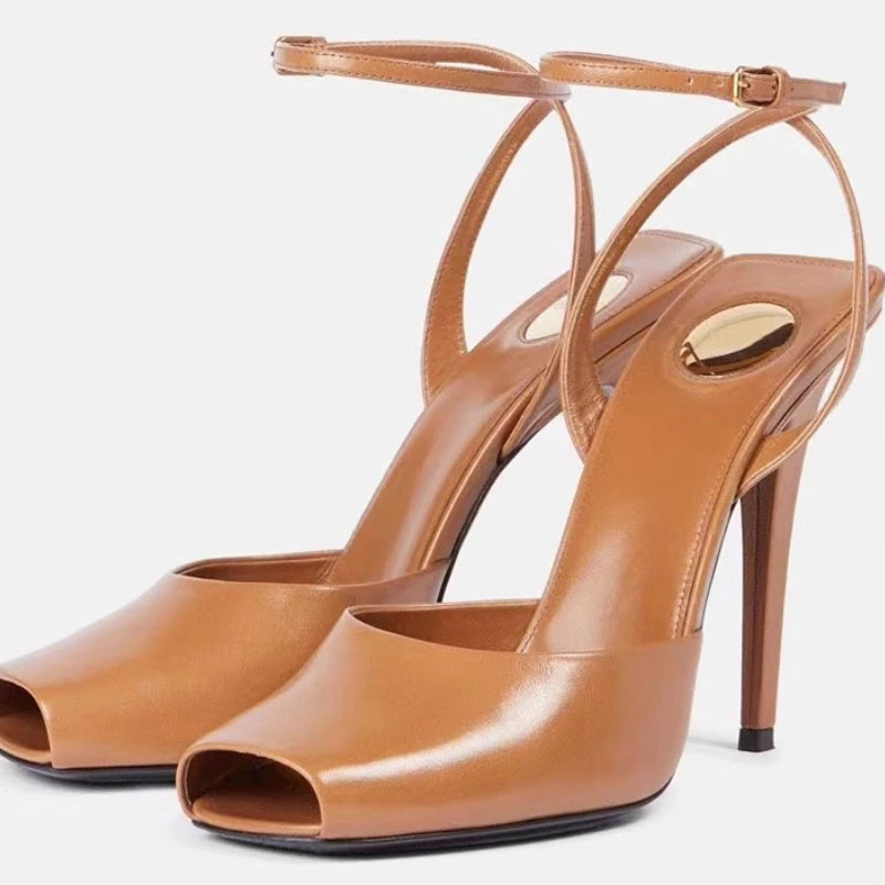 New Open Toe Front Sandals Ankle Lace up Strap Heels for Ladies