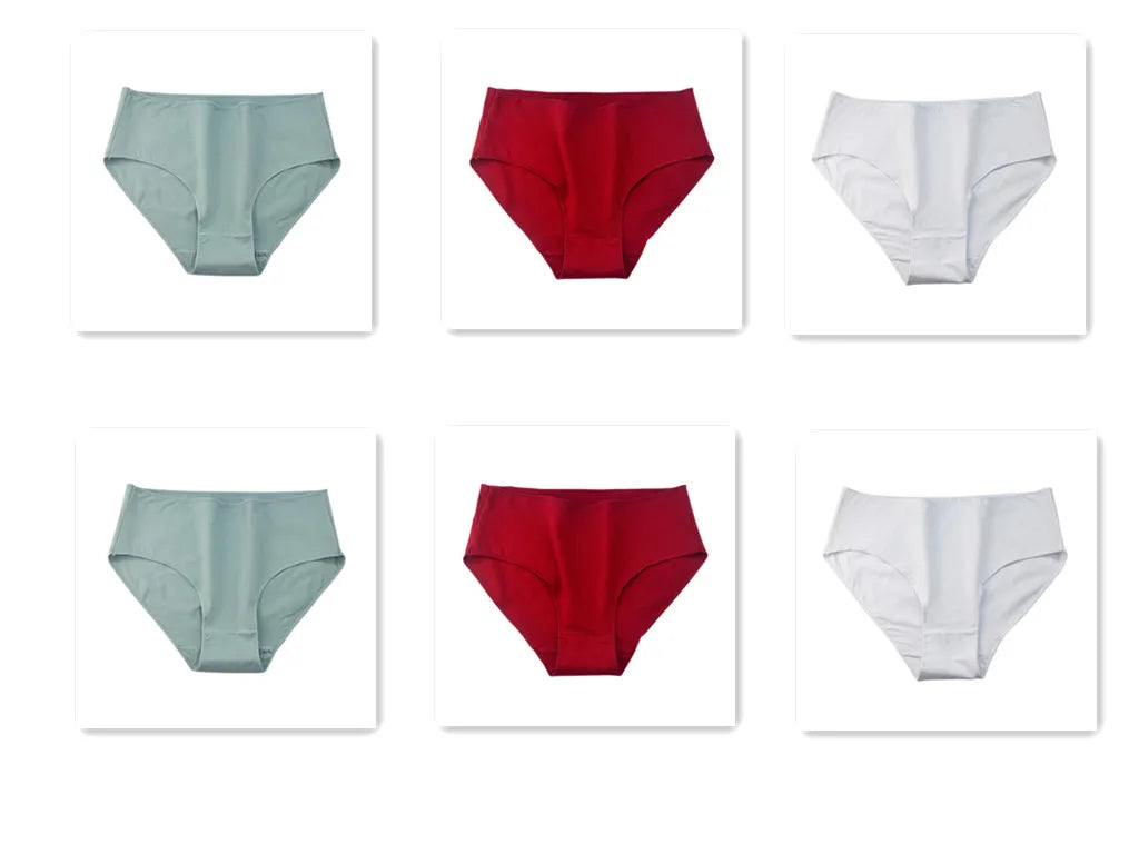 6Pcs/Set Cotton Panties Women High Waist Briefs Breathable Seamless Underwear Solid Color Soft Panty M-2XL Underpants Intimates