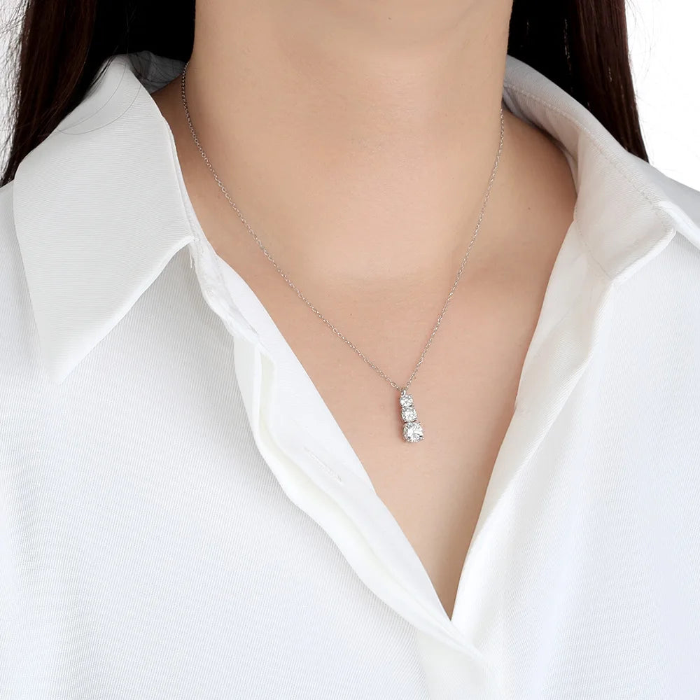 Moissanite Necklace for Women White D Color VVS1 Lab Grown Diamond Engagement Gift S925 Silver Custom VVS Moissanite Pendant