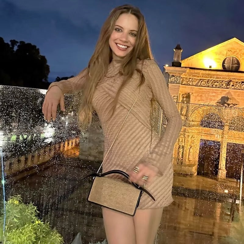 High Quality Hot Selling New Dress Fashionable Slim Fit Versatile Long Sleeved Sexy Hip Hugging Short Dress