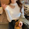 Sweater Women's Spring Fall Winter Inner Wear New Design Knitted Shirt Slim Top