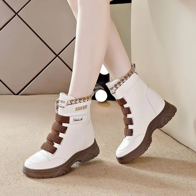 Winter Boots for Women High Quality Genuine Leather Ladies Boots Thick Casual Women Boots