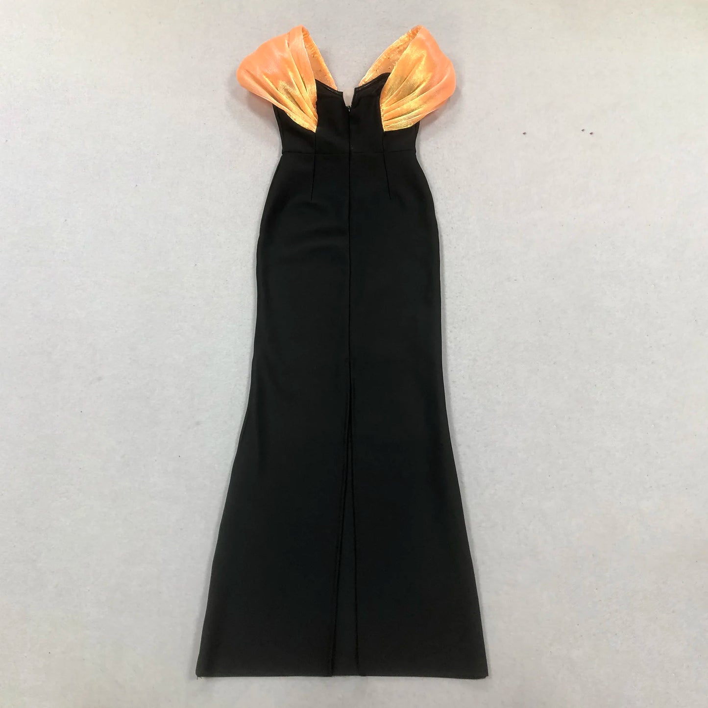 Fashion Dress High End Party Wear Gown Black Off Shoulder Orange Beaded Bodycon Maxi Evening Dresses