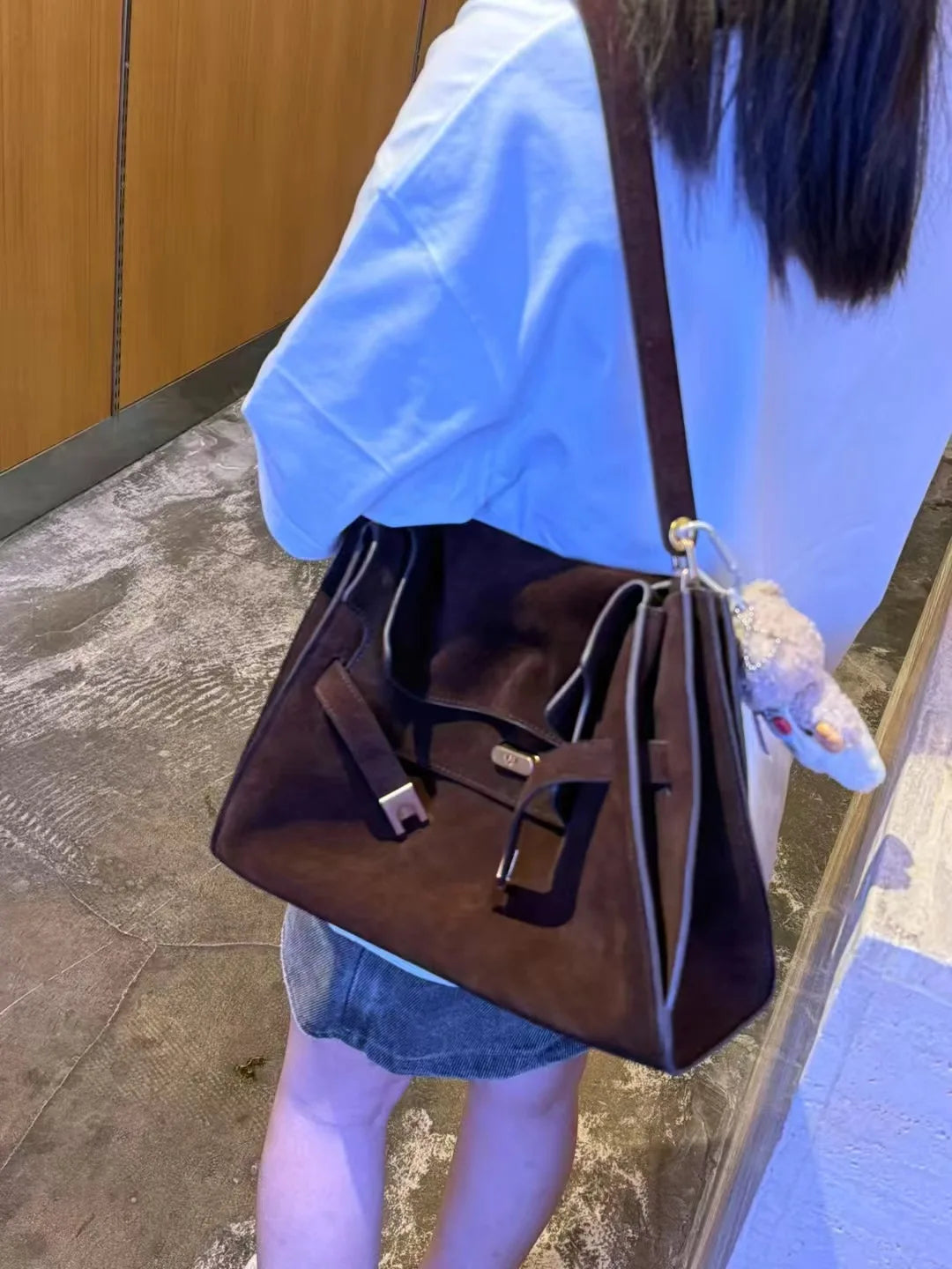 Advanced Suede Armpit Bag Doublelee Frosted Cowhide Genuine Leather Tote Shoulder Bag for Women Autumn Winter New Collection