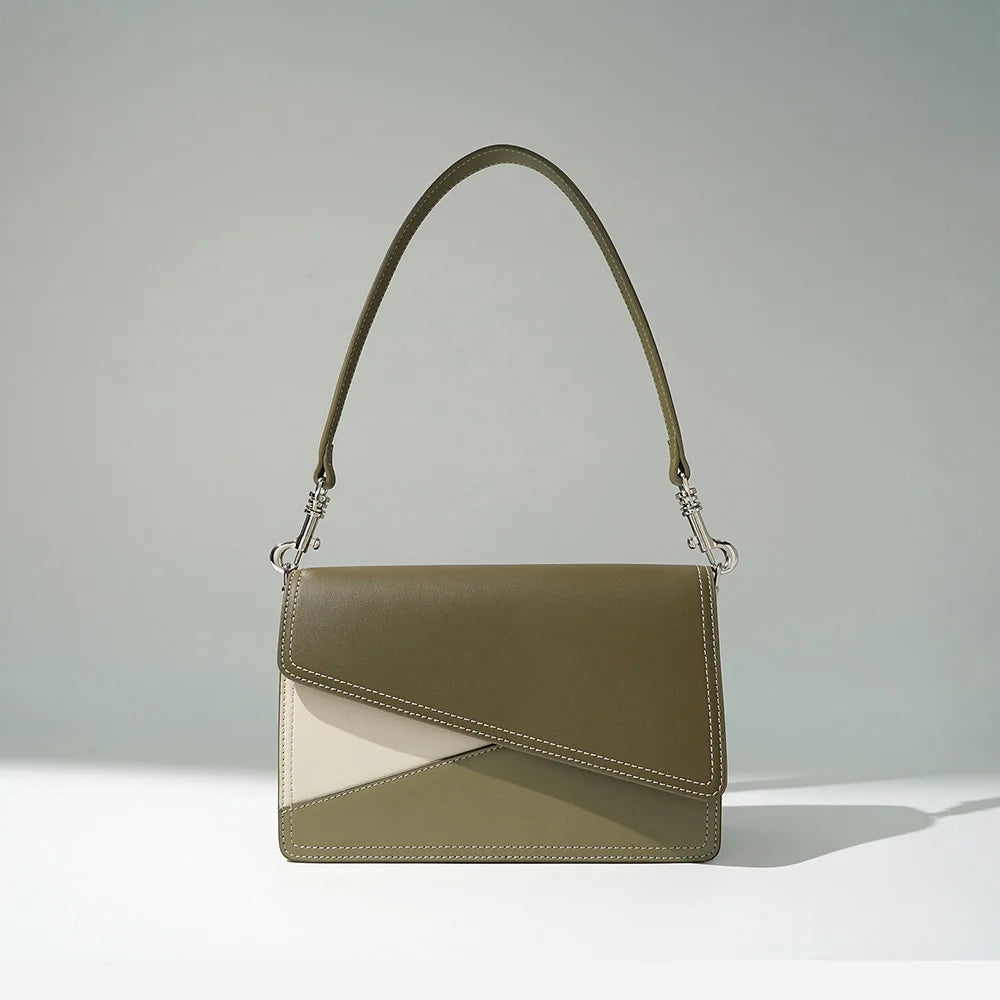 Hot Collection , Ladies , Women, Cowhide Genuine Leather Satchel Color Matching Bag at Best Price