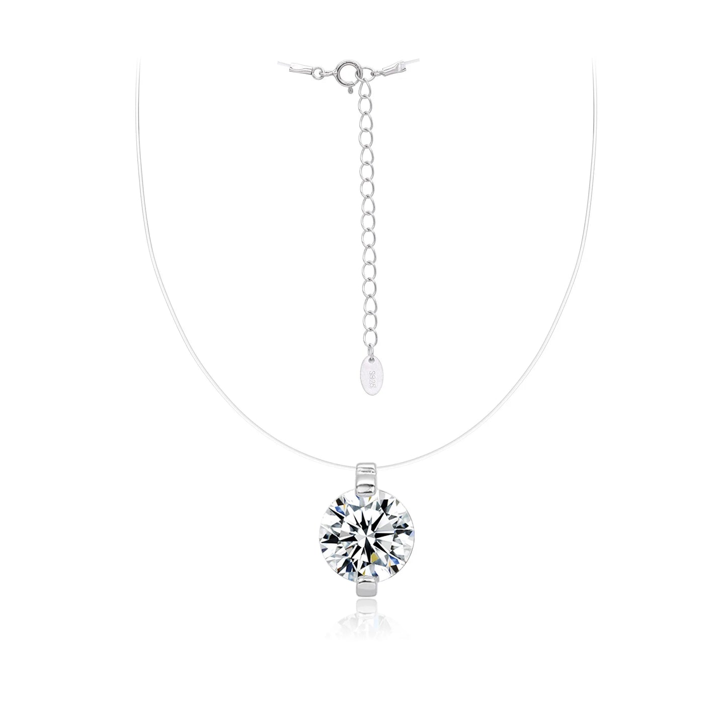Hot Sale S925 Sterling Silver Mermaid Tears Moissanite Pendant Invisible Fish Line Necklace Charms