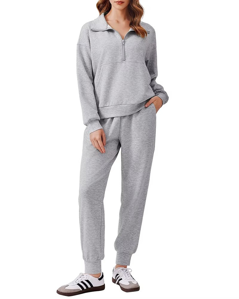 Sets for Women 2025 Fall Travel Outfits Long Sleeve Tracksuit Joggers Sets Half Zip Sweatsuit Matching Set