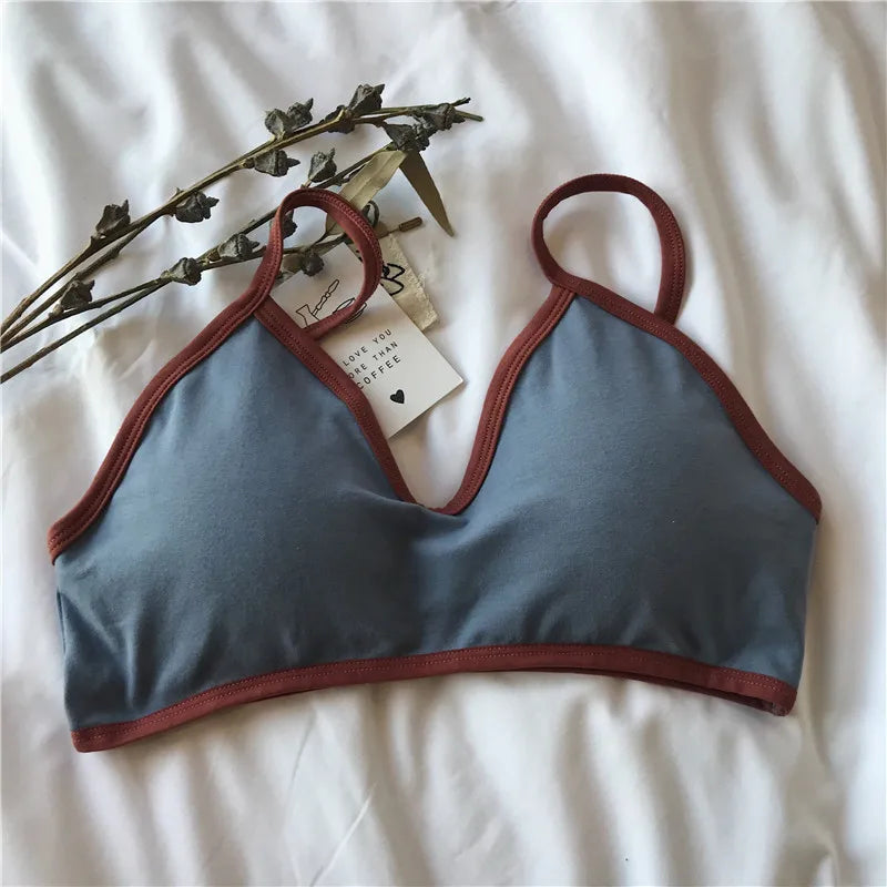 Women Non-wire Bra Cotton Brassiere Sexy Lingerie Female Push Up Bra Comfort Tube Top Underwear Small Cup Removable Pads