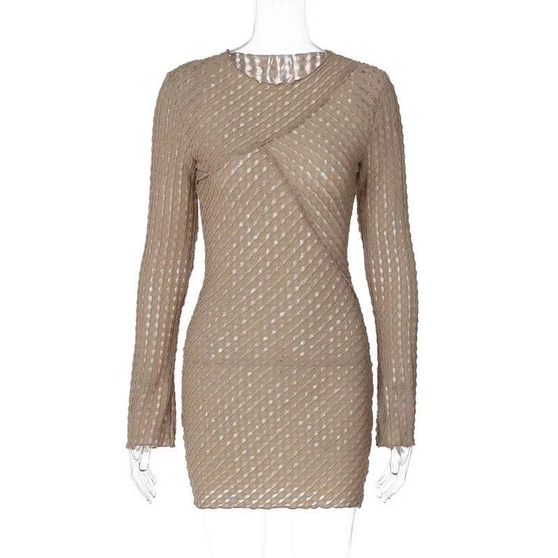 High Quality Hot Selling New Dress Fashionable Slim Fit Versatile Long Sleeved Sexy Hip Hugging Short Dress