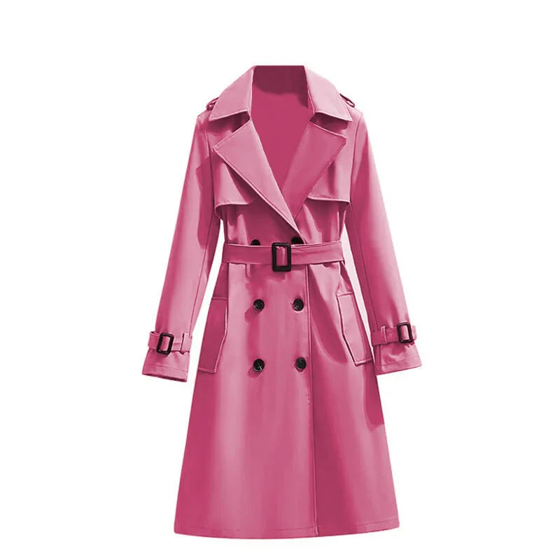 2025 Spring Autumn New Fashion Women's Korean Style Elegant Casual Mid-Length Trench Coat Long Sleeves Button Women's Overcoat