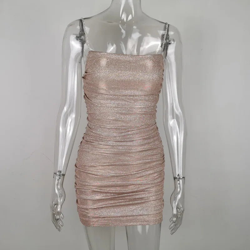 2025 New Arrivals High Quality Lady Sexy Party Bodycon Slim Evening Dress Women Summer Backless Night Club Sequined Casual Dress
