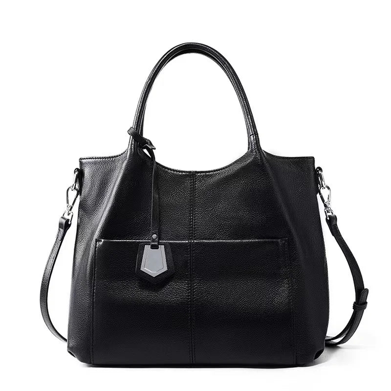 Genuine Leather Women's Tote 2025 New, Large Capacity Single Shoulder Handbag Middle-aged Mom Crossbody Bags