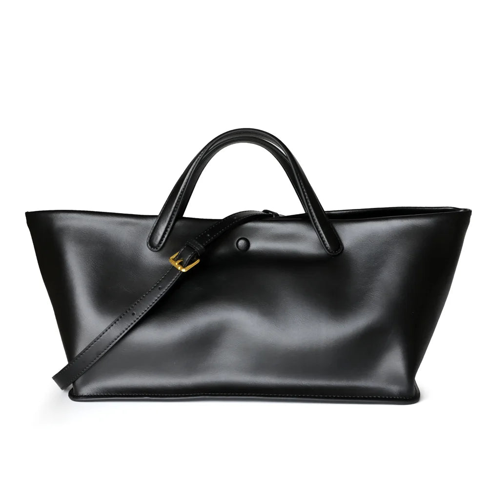 2025 New Arrival Women's Retro Cow Leather Large Capacity Shoulder Bag Vintage Style Fashionable Simple Lady Handbag