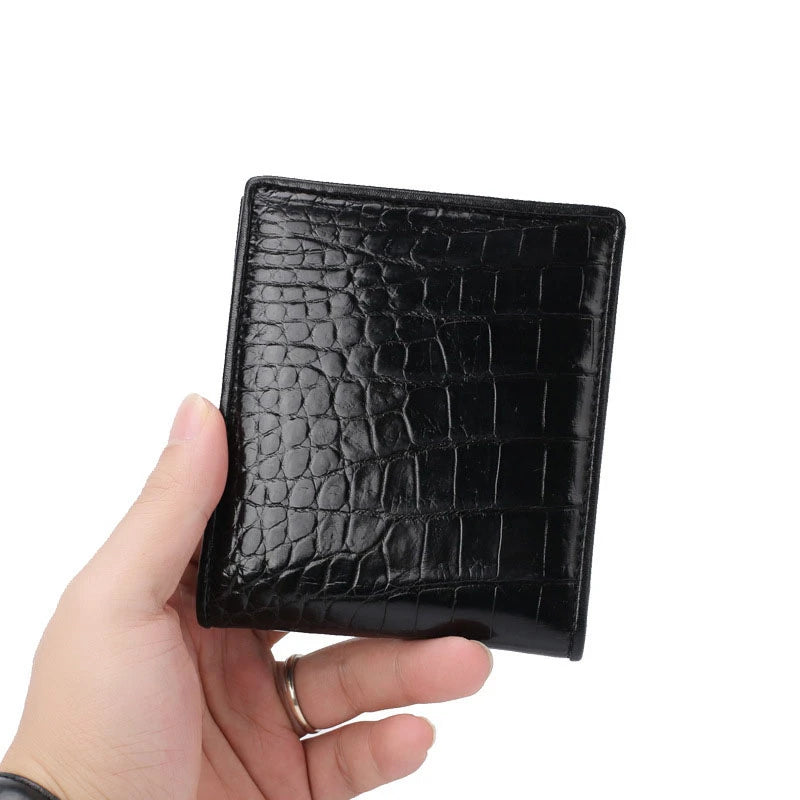 Custom Classic Luxury Genuine Real Crocodile Skin Leather Wallet ID Cards Slots Gift for Men Short Bifold Wallets Customized
