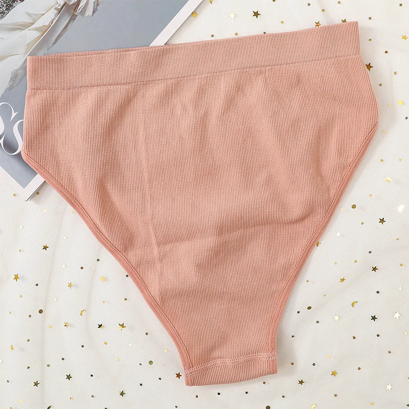 1Pc High Waist Panties For Women Sport Seamless Briefs High-Leg Cut Underpants Female Sexy Lingerie Solid Color Underwear