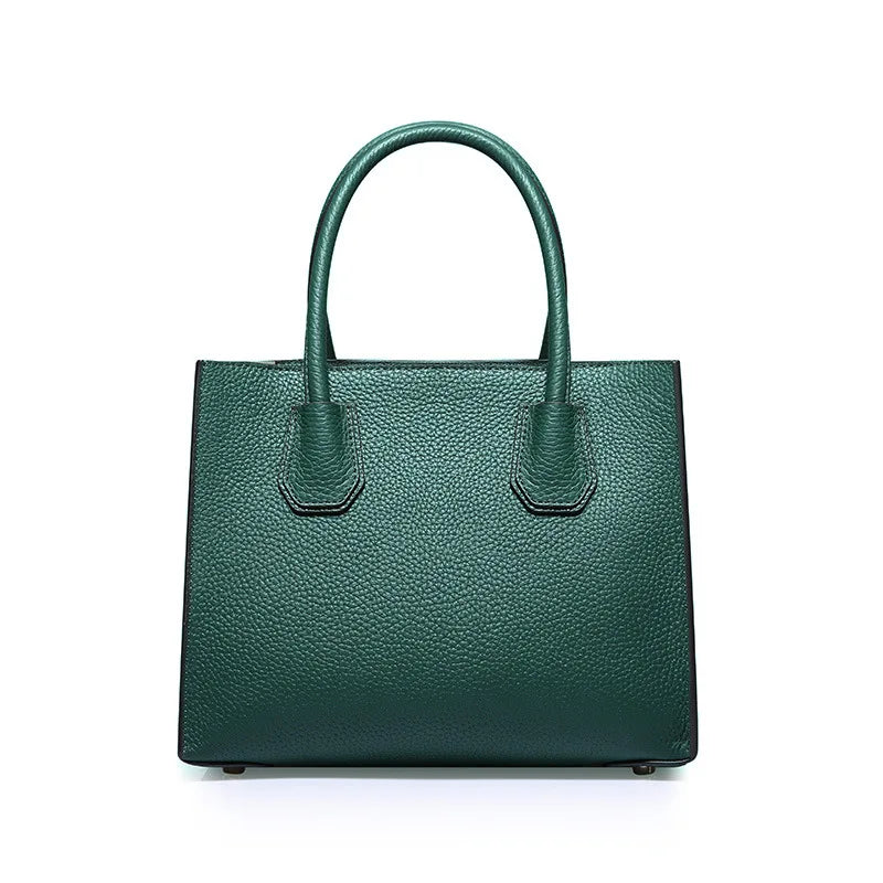 2025 Famous Designer Genuine Cowhide Leather Handbag for Women Casual Tote with Zipper Closure Classic Brand