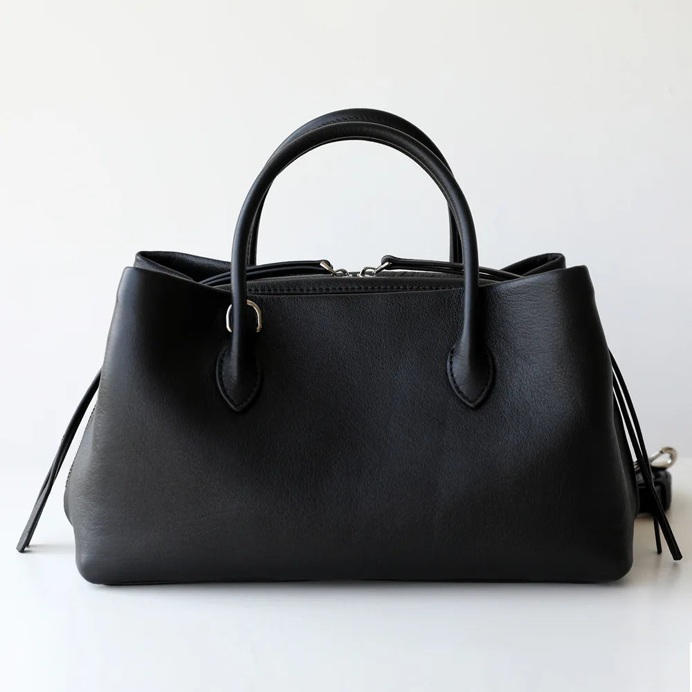 Single Shoulder Crossbody Design Cowhide Purse Lazy Style Multiple Compartments Zipper Closure Polyester Lining Polyether
