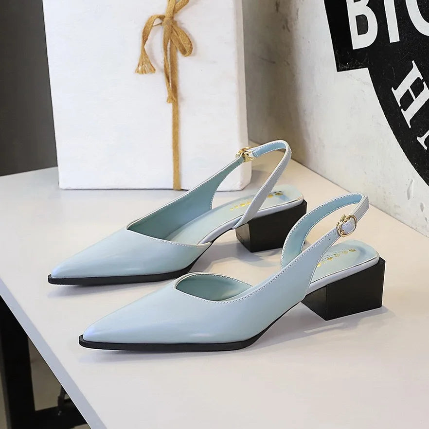 Low Mules Heels Shoes 4.5CM Sandales-Femme-talon Haut Trendy Women's Sandals