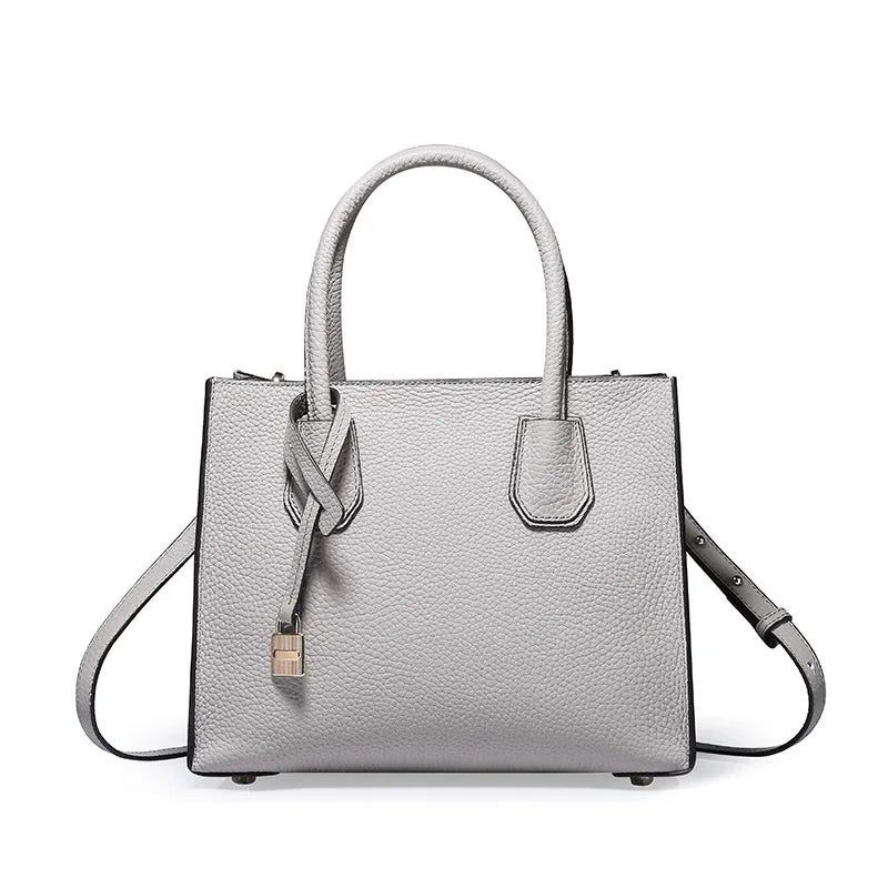2025 Famous Designer Genuine Cowhide Leather Handbag for Women Casual Tote with Zipper Closure Classic Brand