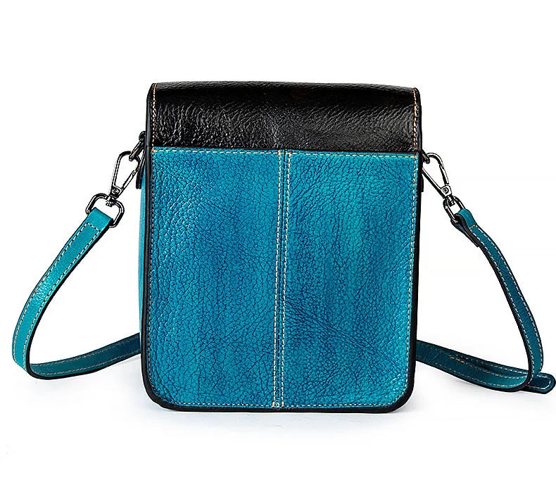 Girls Fashion Real Leather Crossbody Shoulder Bag with Zipper Closure