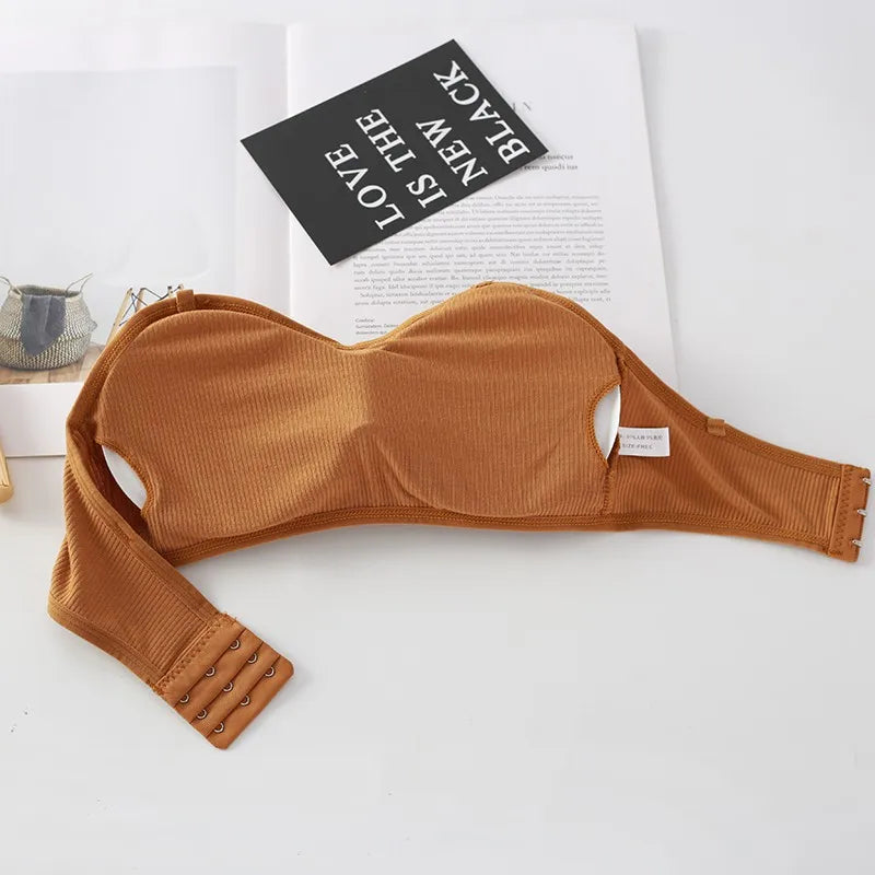 Strapless Tube Tops Women Crop Top Seamless Underwear Back Closure Sexy Lingerie Female Wrap Bra Chest Padded Bandeau Top