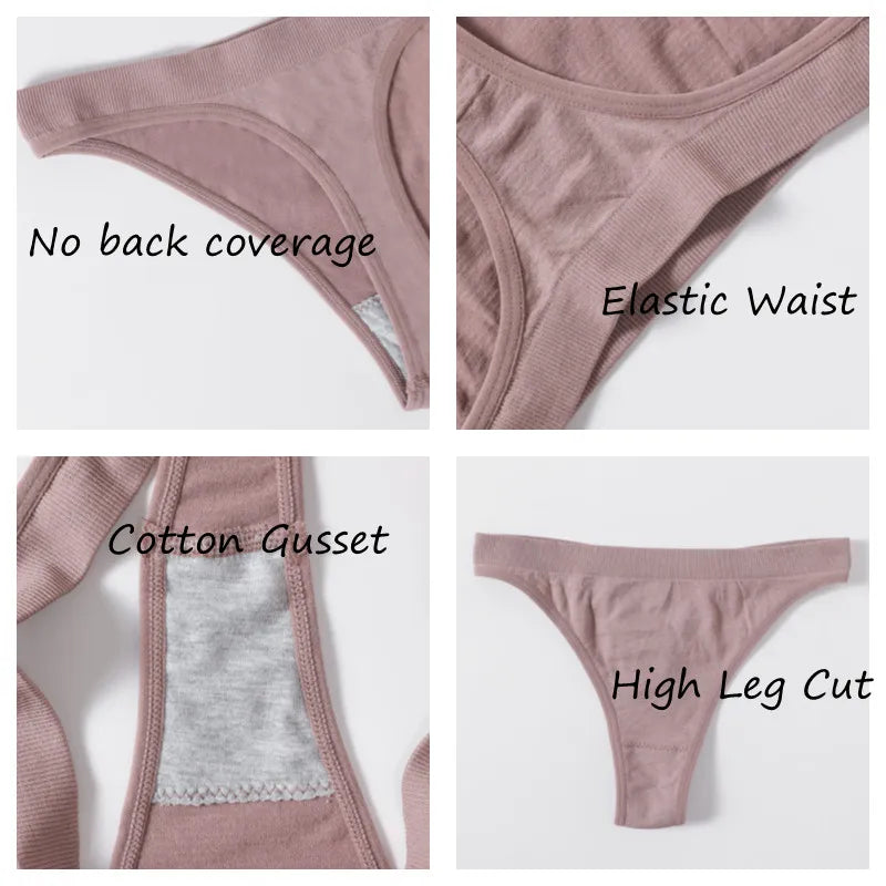 3Pcs/Set Seamless G-string Women Panties Sexy Thongs High Waist Underwear Female Underpants Sports Solid Bottom Sexy Lingerie