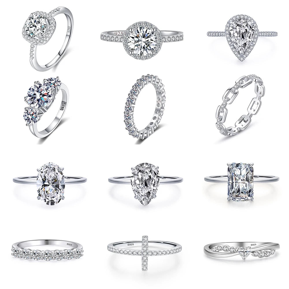 Fine Ring Jewelry Zircon CZ Anniversary Propose Promise Engagement Wedding Bridal S925 Sterling Silver Ring Collection for Women