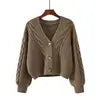 2025 Spring and Autumn New Women's Sweater Fashion Long Sleeve Cardigan V-neck Knitted Sweater Women's Sweater