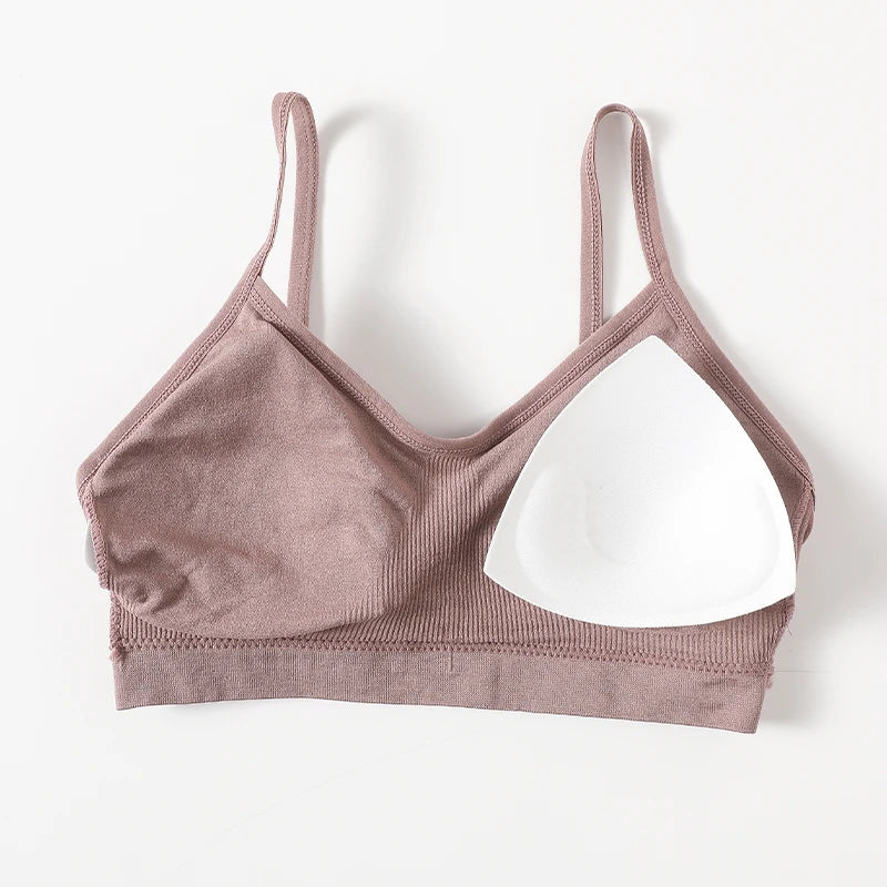 Women Push Up Tube Tops Seamless Sport Bras No-pads Soft Crop Top Female Non-wired Underwear Solid Color Intimates Sexy Lingerie