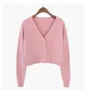 Korea Design Fashion Women's Sweet Style Sweater High Waist Long-sleeve V-neck Knitting Buttons Cardigan