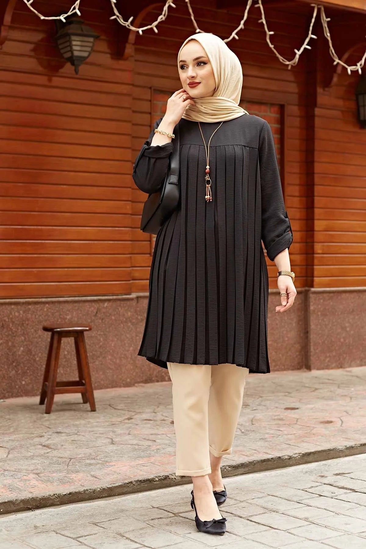 S-5XL 2025 Loose Ruffle Knitted Spring Long Sleeve Plain Color Pleated Blouse Long Shirts Muslim Women Islamic Long Shirts
