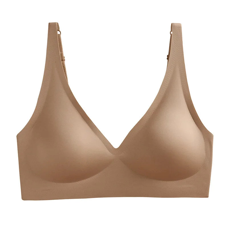 Push Up Seamless Bras For Women Non-wire Brassiere V-neck Sports Bralette Removable Padded Underwear Female Lingerie Intimates