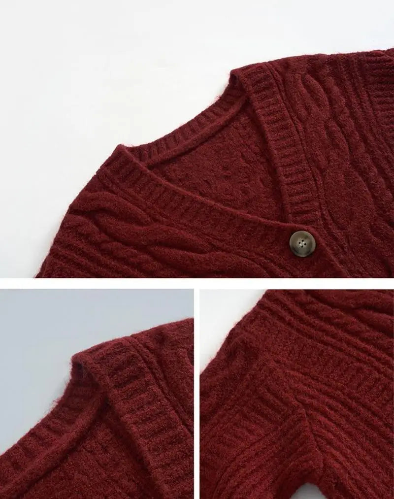 2025 Spring and Autumn New Women's Sweater Fashion Long Sleeve Cardigan V-neck Knitted Sweater Women's Sweater