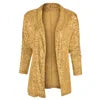 Glitter Long Sleeved Temperament Medium Length Small Suit Lapel Color Coat for Women