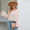 2025 Sweaters for Women O Neck Striped Long Sleeve Pullover Sweater Loose Oversized Fashion Knitted Sweater