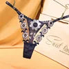 Lady Panties Elegant Floral Embroidery Lace Thong Set for Women Low Waist Hollow Out Underwear with Elastic for Wedding