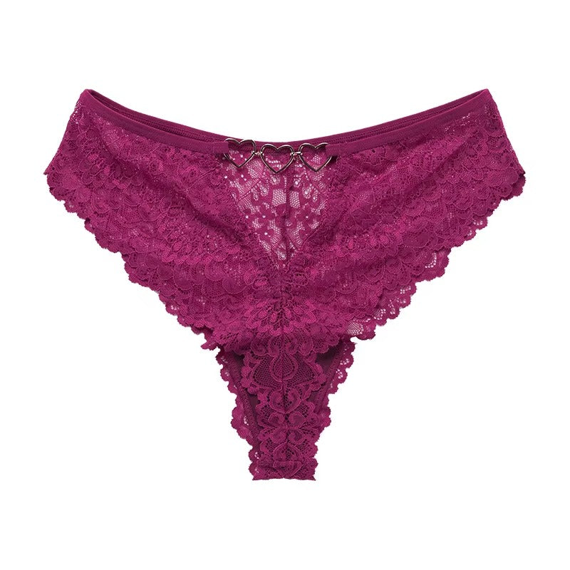 Women Hollow Out Underwear Women Panties Heart Accessory High Waist Sexy Secret Lace G-string Thong Brief Seamless Panty