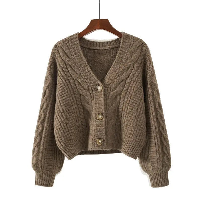 2025 Spring and Autumn New Women's Sweater Fashion Long Sleeve Cardigan V-neck Knitted Sweater Women's Sweater