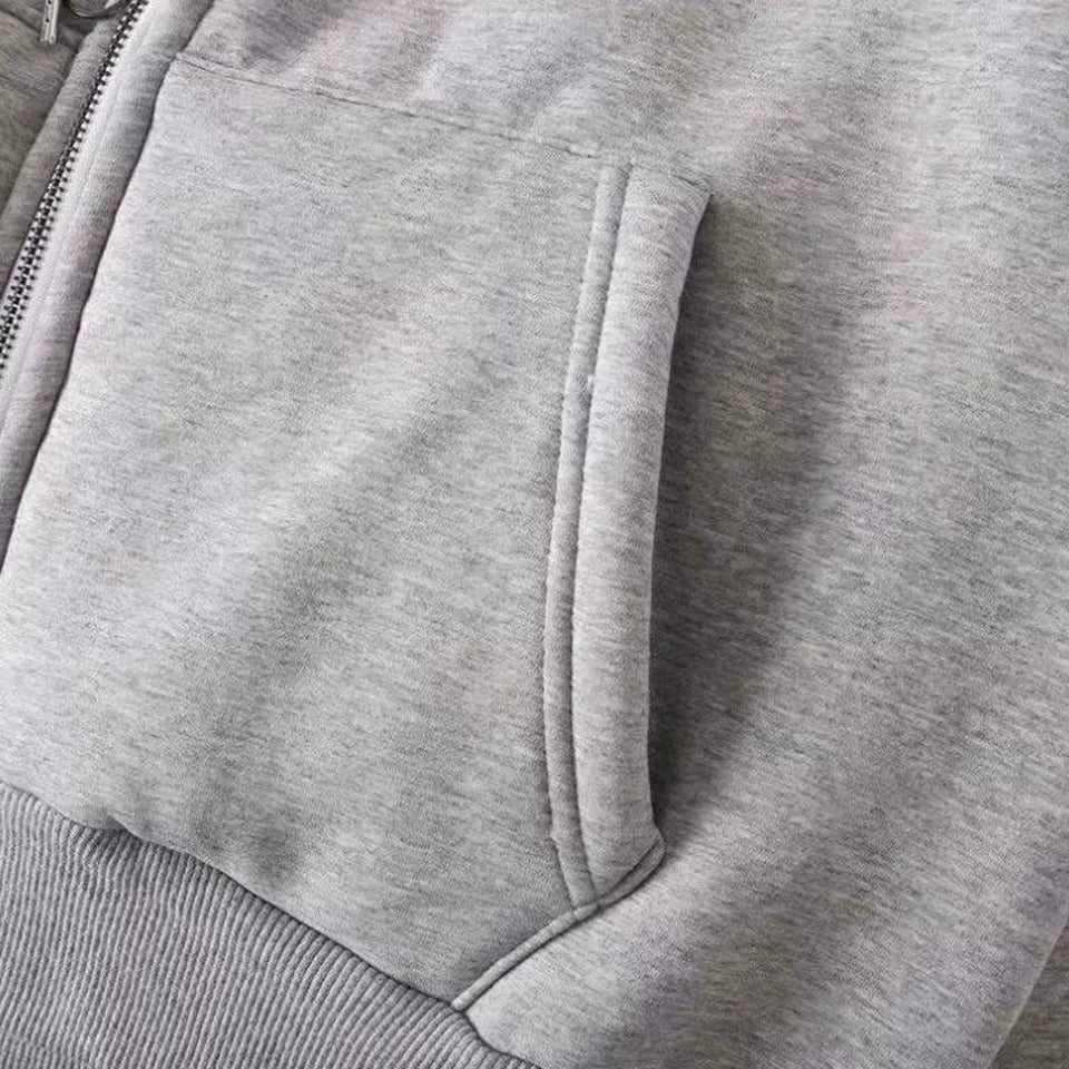 New Fashion Women's Long-Sleeve Cardigan Hoodie with Front and Back Logo Zipper Sweatshirt with Pockets for Autumn Casual Wear