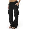 Girls Cargo Long Pants Cotton Pockets Europe Straight Wide Leg Pants Fashion Multi-pocket Retro Trousers Casual Cargo Pants