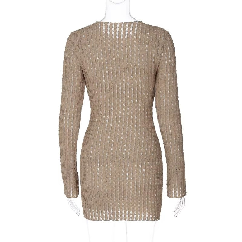 High Quality Hot Selling New Dress Fashionable Slim Fit Versatile Long Sleeved Sexy Hip Hugging Short Dress