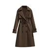 2025 Spring Autumn New Fashion Women's Korean Style Elegant Casual Mid-Length Trench Coat Long Sleeves Button Women's Overcoat