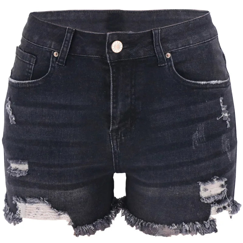 Women's Summer Shorts Washed Cotton Temperament Casual Ordinary Light-colored Straight-leg Pants Mid-waist Denim Jeans