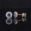 MomentWill 10K Gold Fine Earbob 5mm Round Cut Diamond Screw Back Earrings Moissanite Sapphire Emerald halo Stud Earrings