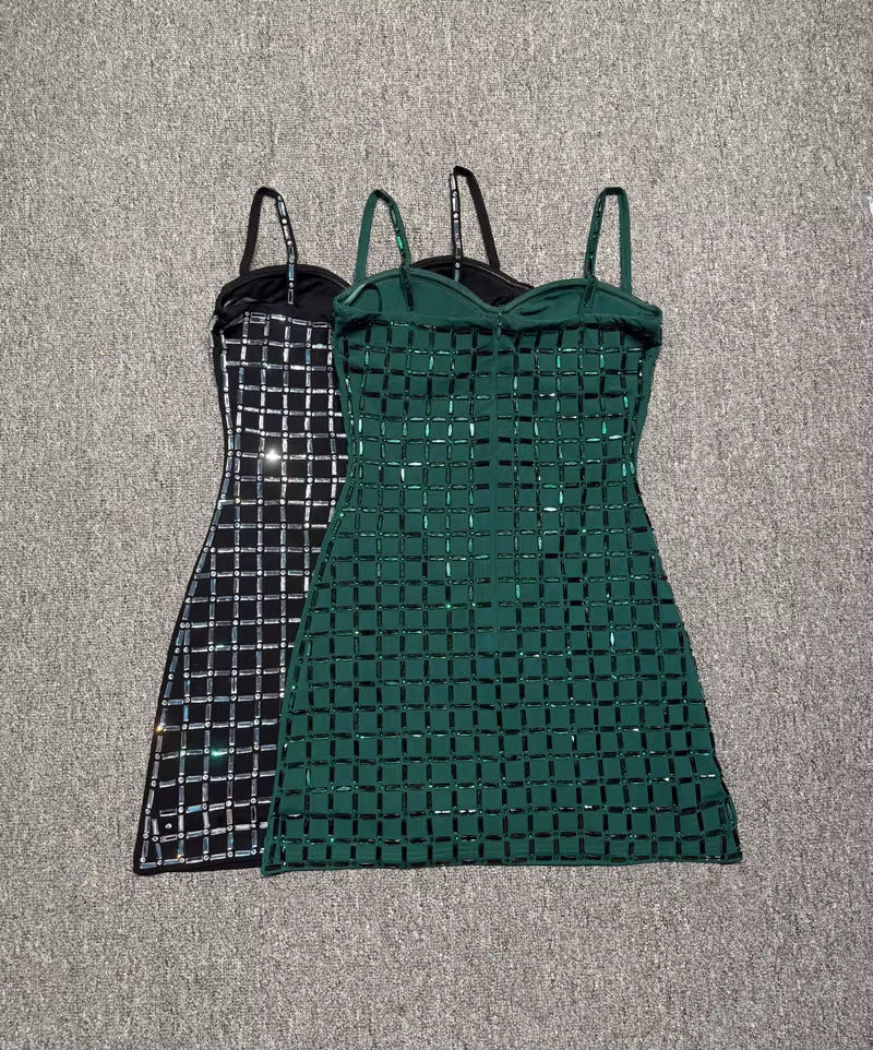 Luxury Rhinestone Grid Strapless Bodycon Mini Bandage Dress Party Club Evening Gala Dinner Black Birthday Dresses