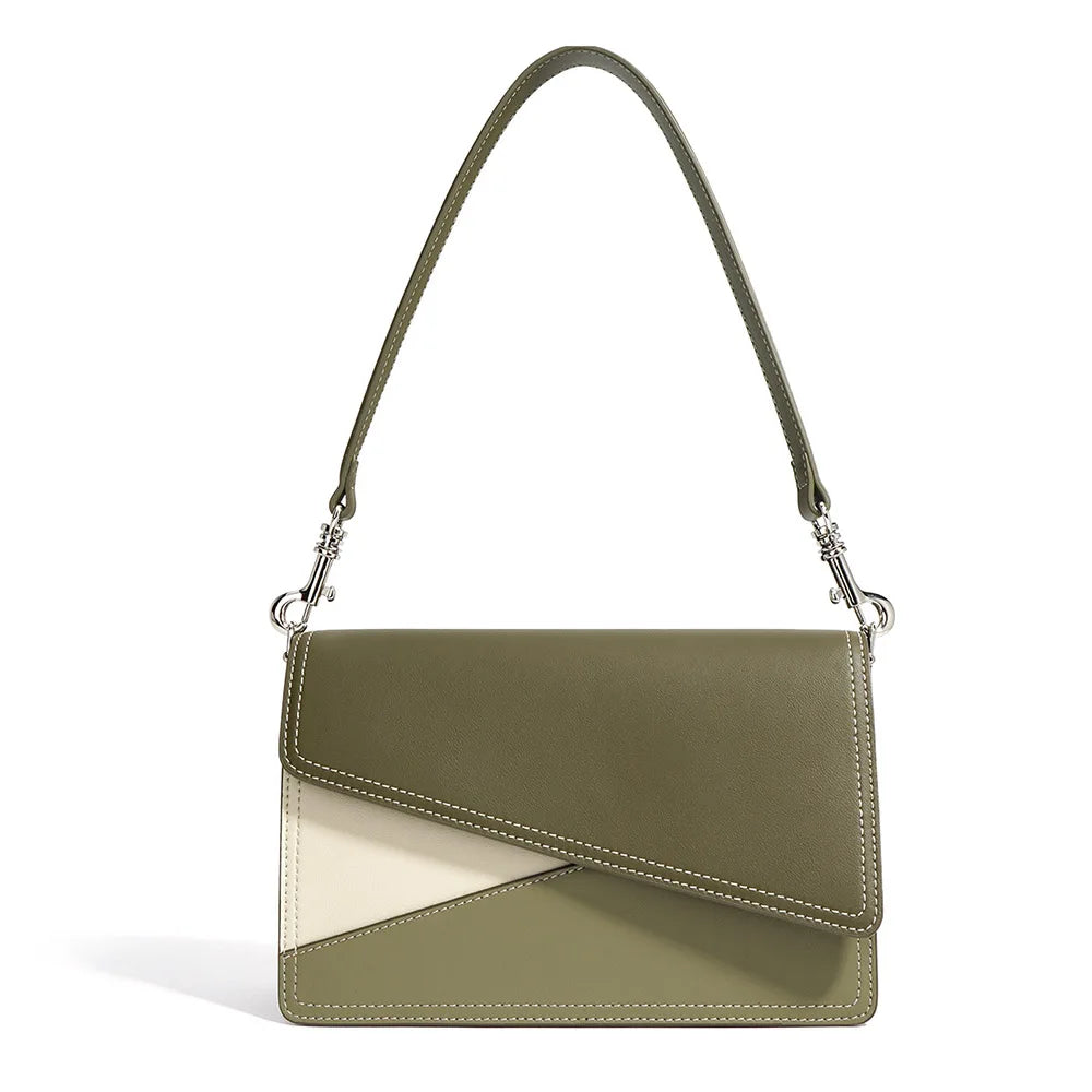 Hot Collection , Ladies , Women, Cowhide Genuine Leather Satchel Color Matching Bag at Best Price